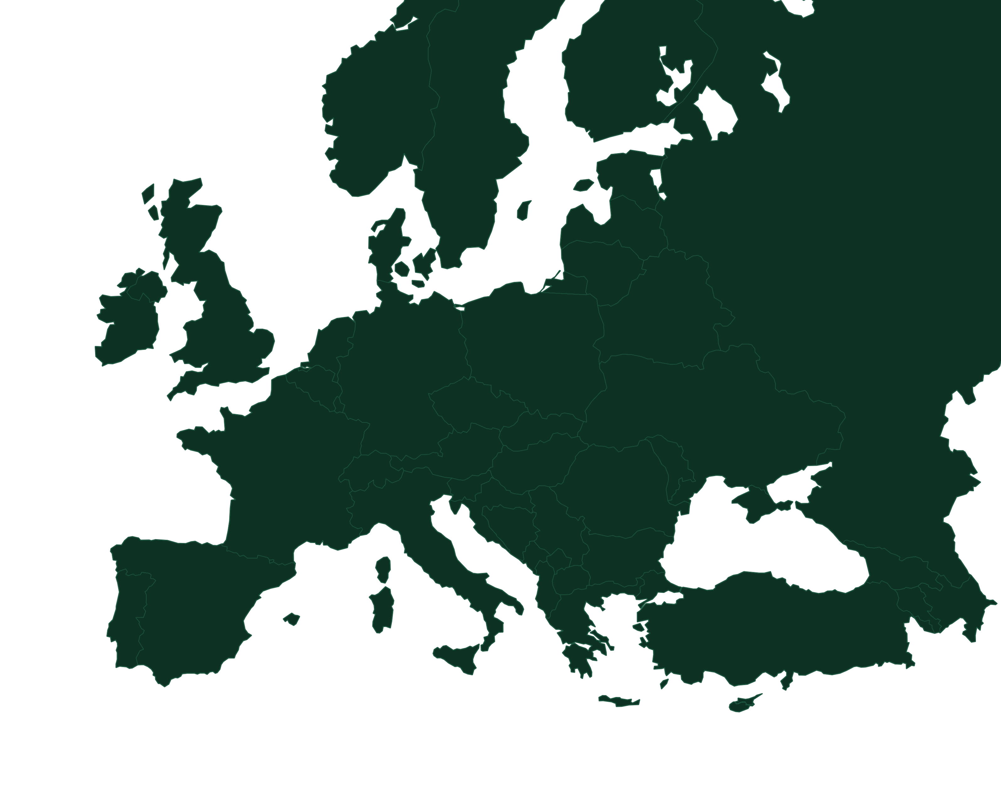Map of Europe with markers